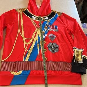 Vibrant Red and Blue Military-Inspired Hoodie Top Jacket Costume 🎖️ Large/XL